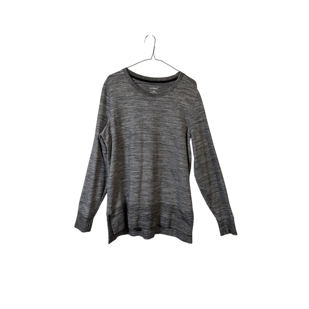LL Bean Pullover Top Womens Large Gray Space Dye Long Sleeve Tunic 511671